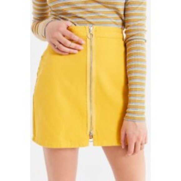 BDG Bright Yellow Front Zipper Skirt Size XS - Picture 1 of 9